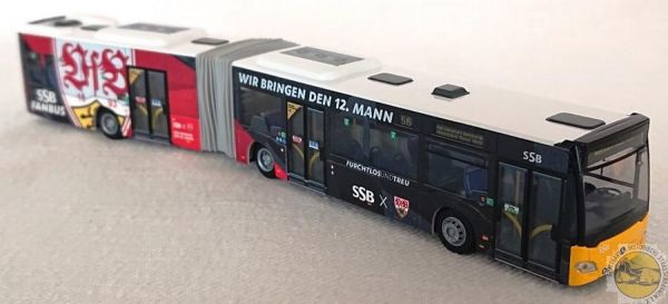 Modellbus "MB Citaro G 2015; SSB, Stuttgart / Linie 56 / VfB-Fanbus"